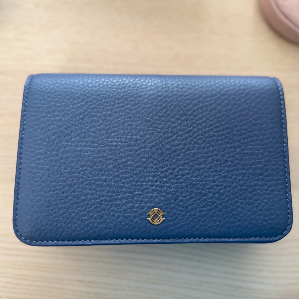 Dagne Dover Small Leather Andra Crossbody Bag in Ash Blue